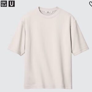 Uniqlo Light Grey AIRism Cotton Oversized Crew Neck Half Sleeve T-Shirt
